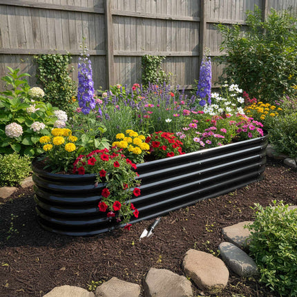 Jardinière surélevée demi-ronde en métal, XXL, résistante aux intempéries