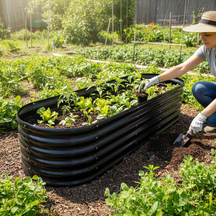 Jardinière surélevée demi-ronde en métal, XXL, résistante aux intempéries