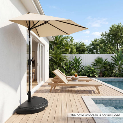 Pied de parasol demi-rond, capacité de remplissage de 20 kg, noir