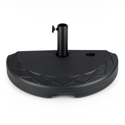 Pied de parasol demi-rond, capacité de remplissage de 20 kg, noir