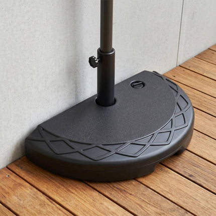 Pied de parasol demi-rond, capacité de remplissage de 20 kg, noir