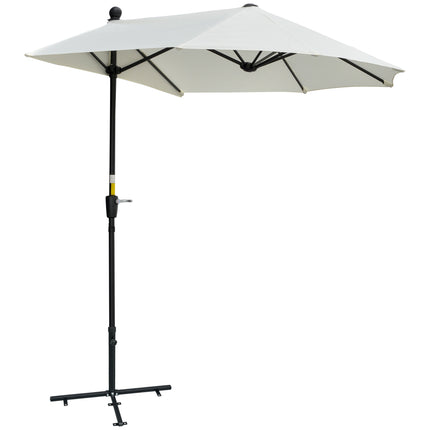 Parasol demi-rond de terrasse, crème, 190 x 200 x 240 cm