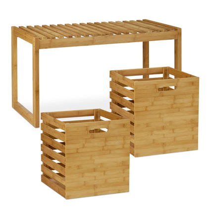 Banc d'entrée avec rangement en bambou