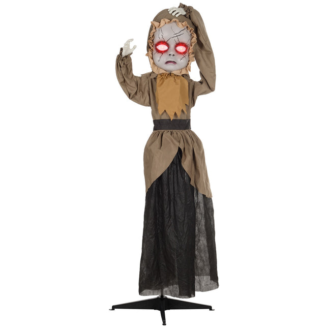 Accessoire animatronique d'Halloween, tête sauteuse, yeux rouges