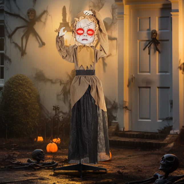 Accessoire animatronique d'Halloween, tête sauteuse, yeux rouges