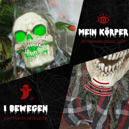 Squelette d'Halloween Groundbreaker, bras flexibles, yeux brillants