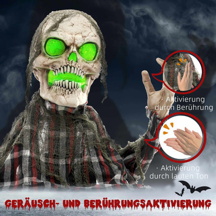 Squelette d'Halloween Groundbreaker, bras flexibles, yeux brillants