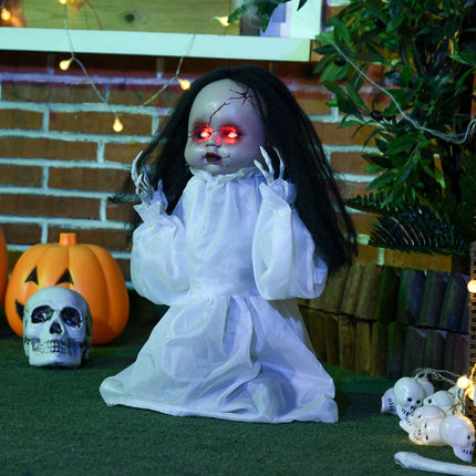 Halloween Horror Doll with LED Eyes, Sound & Motion Sensor, 60 cm