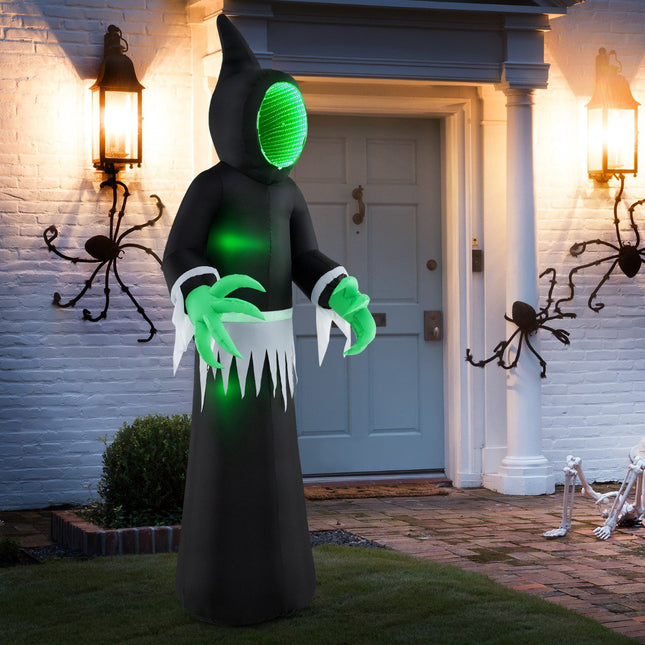 Halloween aufblasbarer Geist 245 cm mit grünen LED-Leuchten
