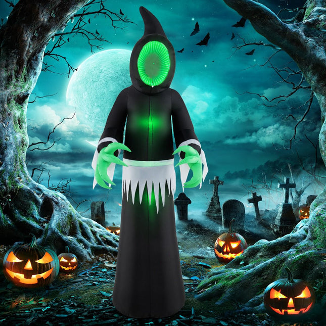 Halloween aufblasbarer Geist 245 cm mit grünen LED-Leuchten