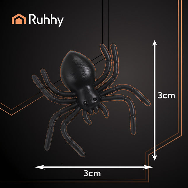 Araignées en plastique pour Halloween, lot de 10, 3 x 3 cm, noires