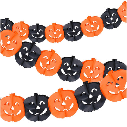 Guirlande de citrouilles d'Halloween, décoration en papier de 3 m