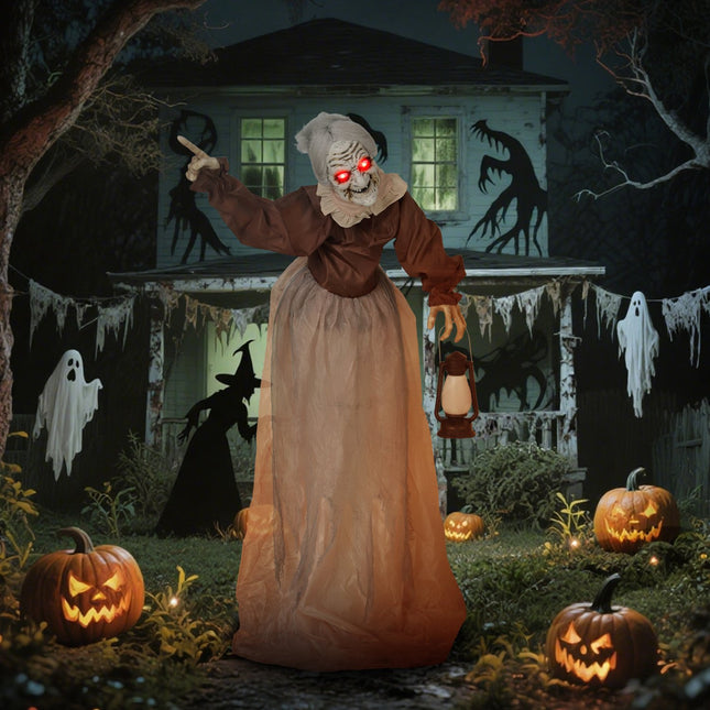 Décoration de sorcière d'Halloween, 150 cm, lumières LED, son