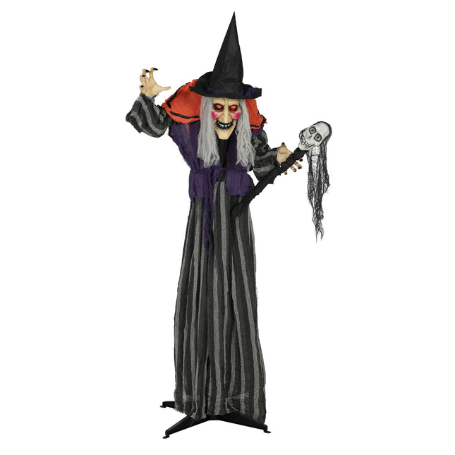 Décoration de sorcière d'Halloween, 160 cm, lumières LED, son
