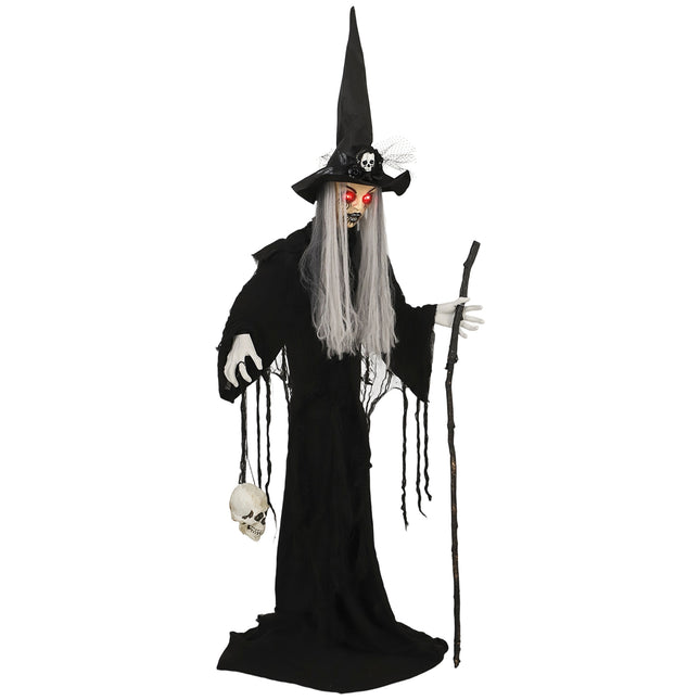 Décoration de sorcière d'Halloween, 170 cm, lumières LED, son