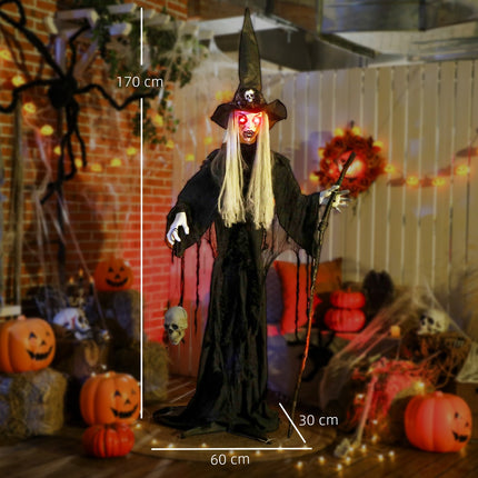 Halloween-Hexen-Dekoration, 170 cm, LED-Lichter, Sound
