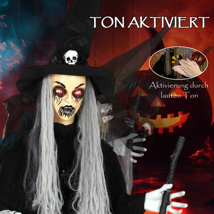 Halloween-Hexen-Dekoration, 170 cm, LED-Lichter, Sound