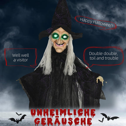 Halloween-Hexendekoration mit Ton- und Bewegungssensor