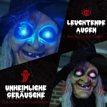 Halloween-Hexendekoration mit Ton- und Bewegungssensor
