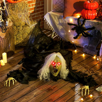Décoration d'Halloween zombie, 183 cm avec lumières LED et son