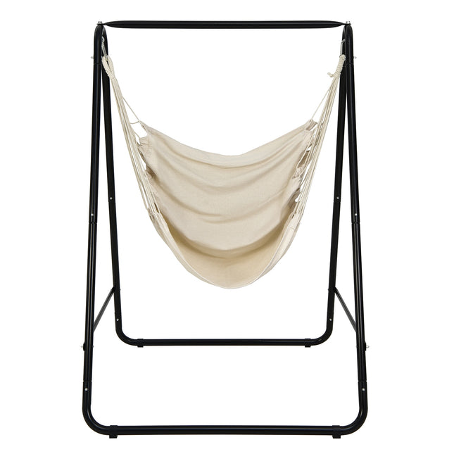 Fauteuil hamac avec support, beige, capacité de 120 kg