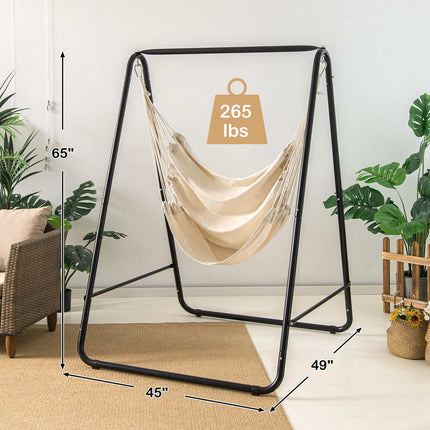 Fauteuil hamac avec support, beige, capacité de 120 kg