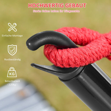 Cadre De Hamac Pour Hamac 3M Support De Hamac Avec Corde De Traction Jardin Plage Cadre En Acier Noir 300 X 90 X 100 Cm