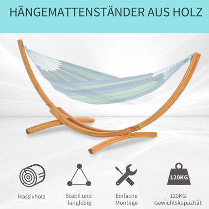 Cadre de hamac pour hamac 325 x 120 x 118 cm, support de hamac stable avec corde de traction, en pin, peut supporter jusqu'à 120 kg