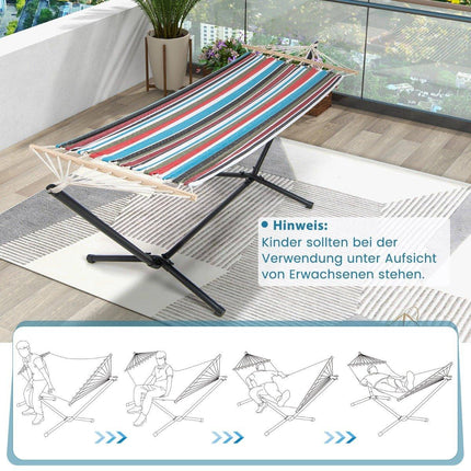 Hamac avec support, sac de transport et tapis de couchage doux, lit hamac d'extérieur