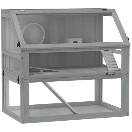 Cage pour hamster, 3 niveaux, fond profond, 80 x 50 x 76 cm, gris clair