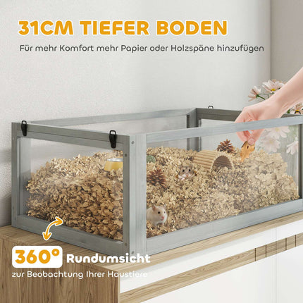 Cage pour hamster, 3 niveaux, fond profond, 80 x 50 x 76 cm, gris clair
