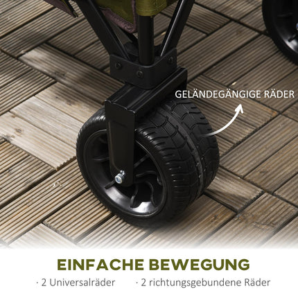 Faltbarer Handwagen mit verstellbarem Griff, breiten Rädern, 120 kg Tragkraft