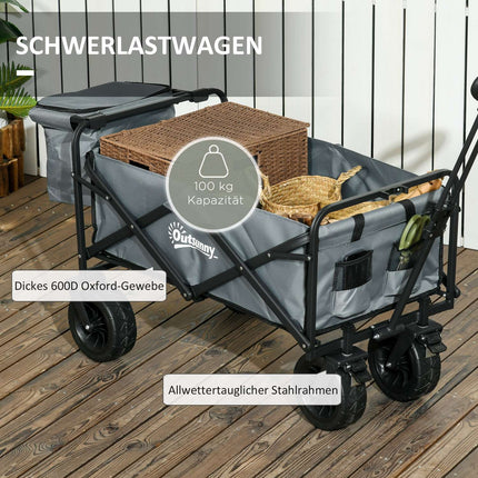 Chariot De Transport Pliable Avec Sac Isotherme, Chariot De Plage Avec Poignée Extensible, Peut Supporter Jusqu'À 120 Kg