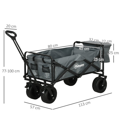 Chariot De Transport Pliable Avec Sac Isotherme, Chariot De Plage Avec Poignée Extensible, Peut Supporter Jusqu'À 120 Kg