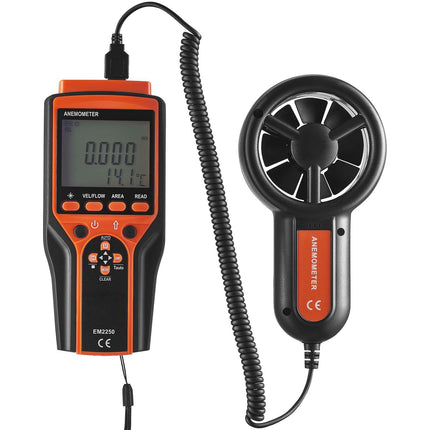 Handheld Anemometer with Split Vane, CFM, 14-140F, Backlit