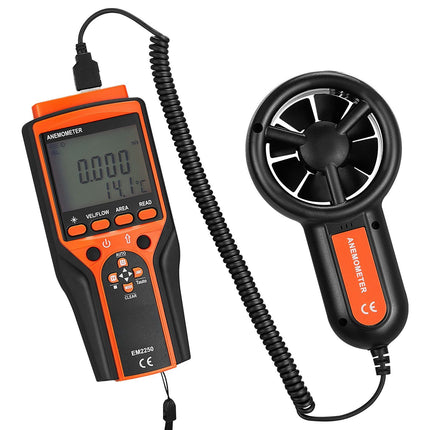 Handheld Anemometer with Split Vane, CFM, 14-140F, Backlit