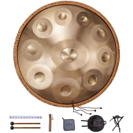 Handpan Drum, 22 in, 10 Notes, D Minor, 432Hz, Steel
