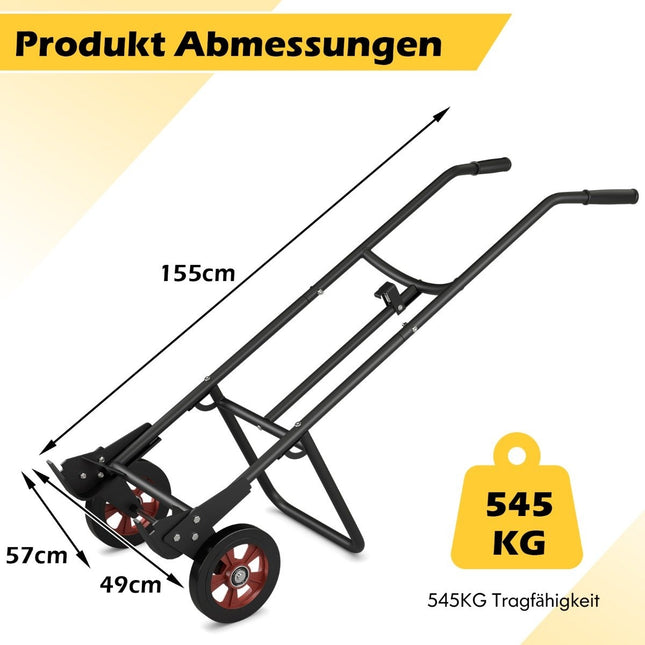Sackkarre für Fasstransport mit 2 Gummirädern &amp; Glockenhaken mit Feder schwarz