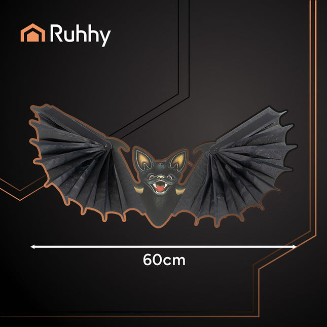 Chauve-souris suspendue, décoration d'Halloween, 60 cm, noire