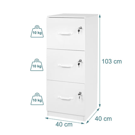 Classeur suspendu, 3 tiroirs, verrouillable, compact