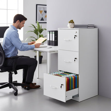 Classeur suspendu, 3 tiroirs, verrouillable, compact
