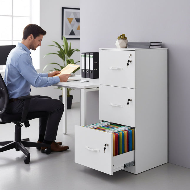 Classeur suspendu, 3 tiroirs, verrouillable, compact