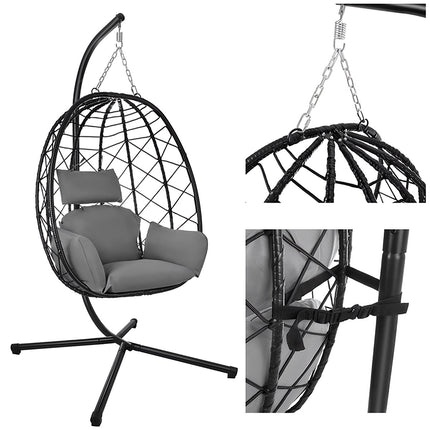 Balancelle suspendue de jardin avec coussins imperméables, capacité de 150 kg