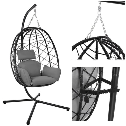 Balancelle suspendue de jardin avec coussins imperméables, capacité de 150 kg