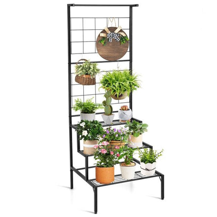 Support pour plantes suspendues, étagères métalliques à 3 niveaux avec treillis
