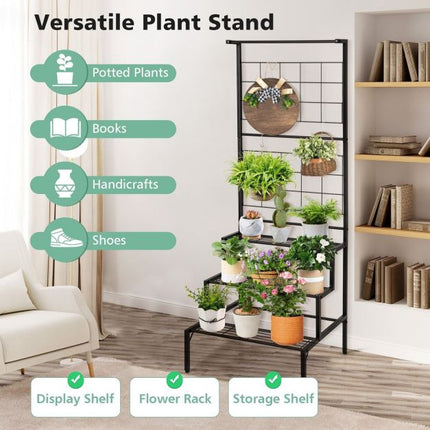 Support pour plantes suspendues, étagères métalliques à 3 niveaux avec treillis
