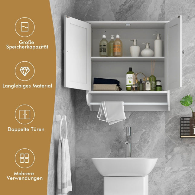 Meuble de salle de bain suspendu avec porte-serviettes meuble de salle de bain 60 x 21 x 61 cm blanc