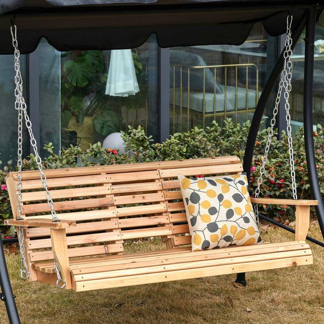 Gartenschaukelbank mit Klapptisch und Getränkehalter, Fichtenholz