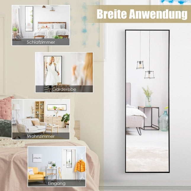 Miroir suspendu miroir pleine longueur avec cadre 120 x 37 x 2 cm noir