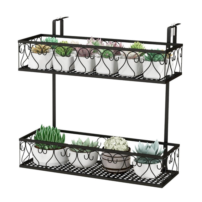 Etagère suspendue Cache-pot à 2 niveaux 60 x 33 x 59 cm noir